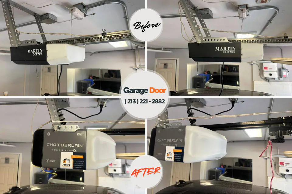 Before and after: garage door repair Lake Barcroft, VA